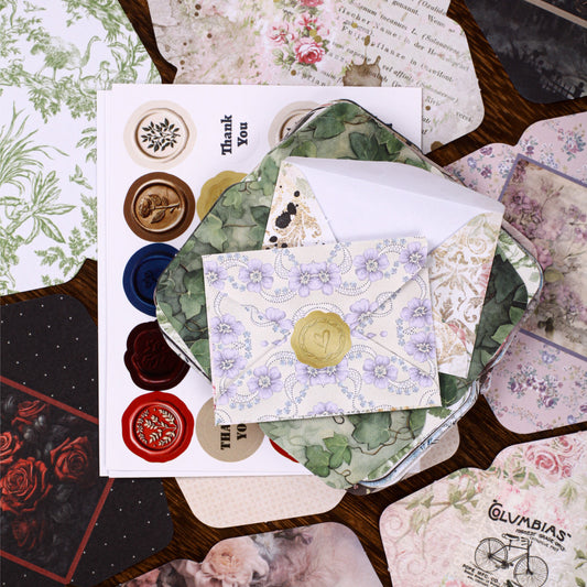 40 Pcs Floral Envelope and Wax Seal Stickers XFZY