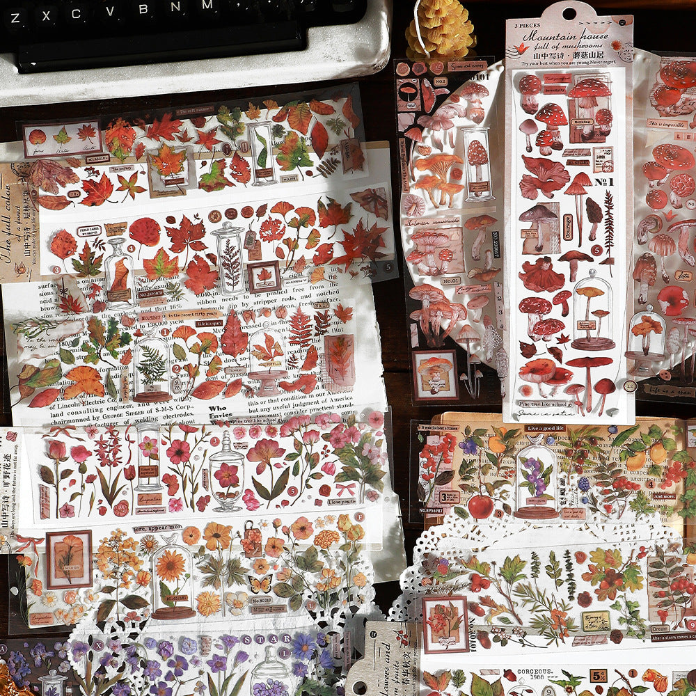 3 Pcs Plant PET Stickers SZXS