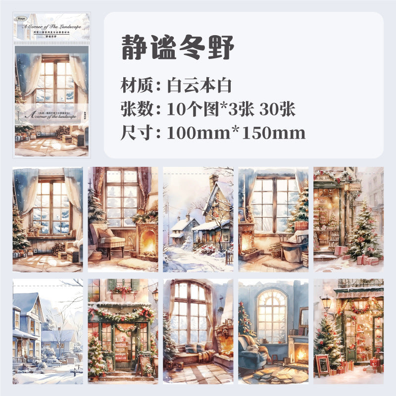 30 Pcs Window Themed  Scrapbook Paper FJYY