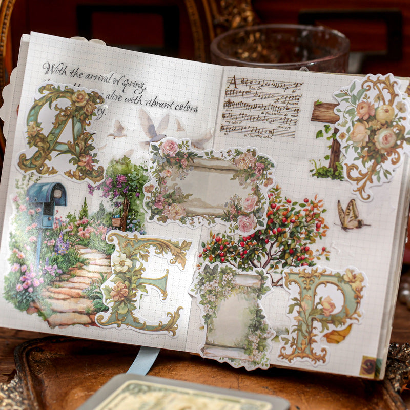 100 Pcs Floral Letter Stickers DYZY