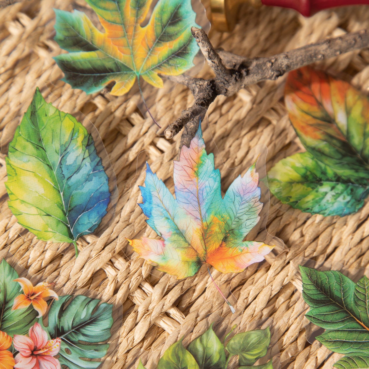 15 Pcs Leaf PET Stickers YZFX