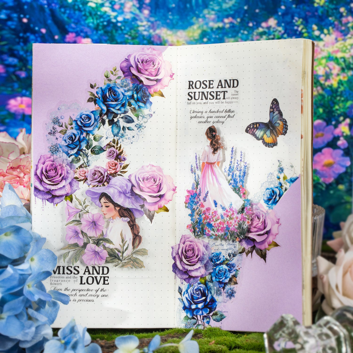 6 Pcs Floral Girl PET Stickers YBXHMH