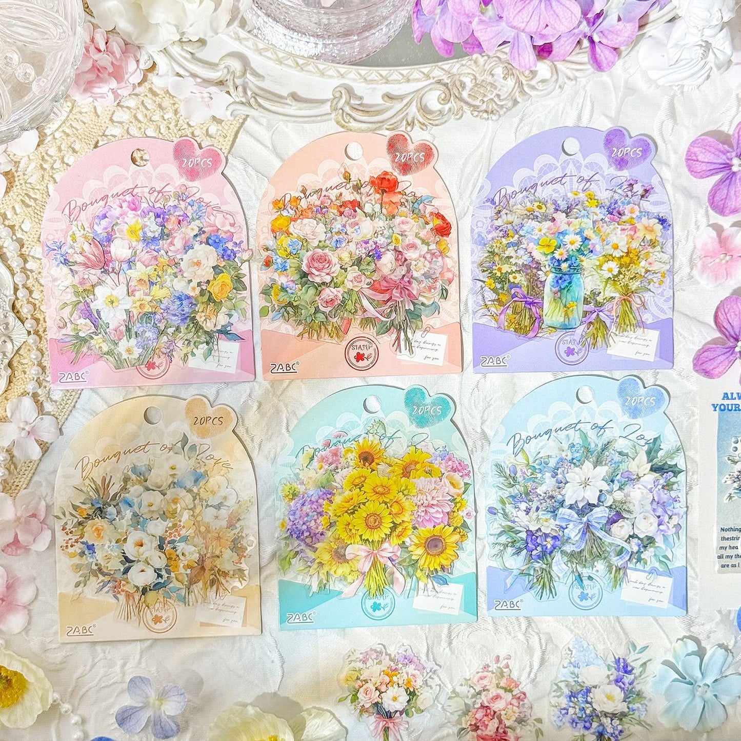 20 Pcs Bouquet PET Stickers HSAL