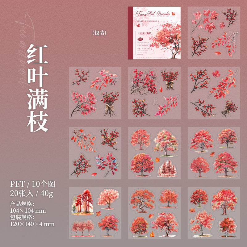 20 Sheet Tree Branches PET Stickers Book SYZXL