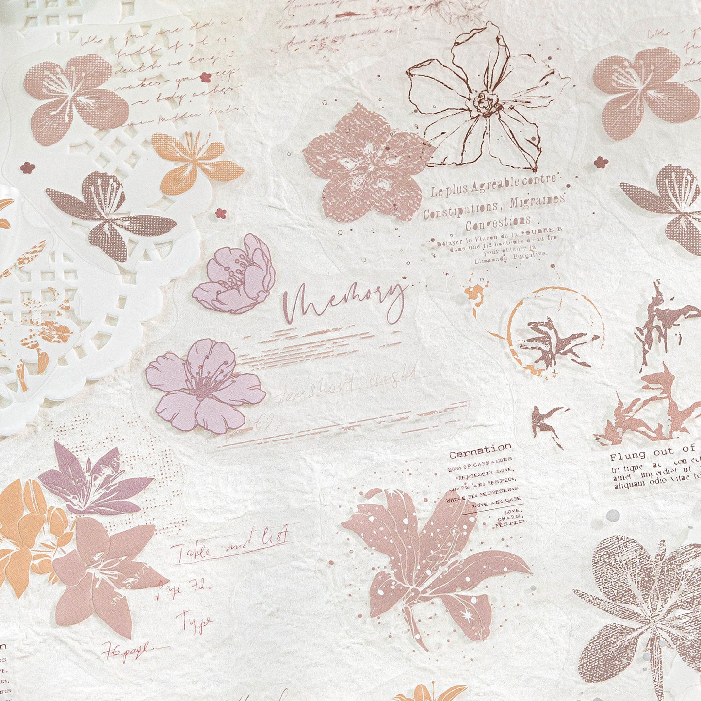 20 Pcs Vintage Botanical PET Stickers MLHC