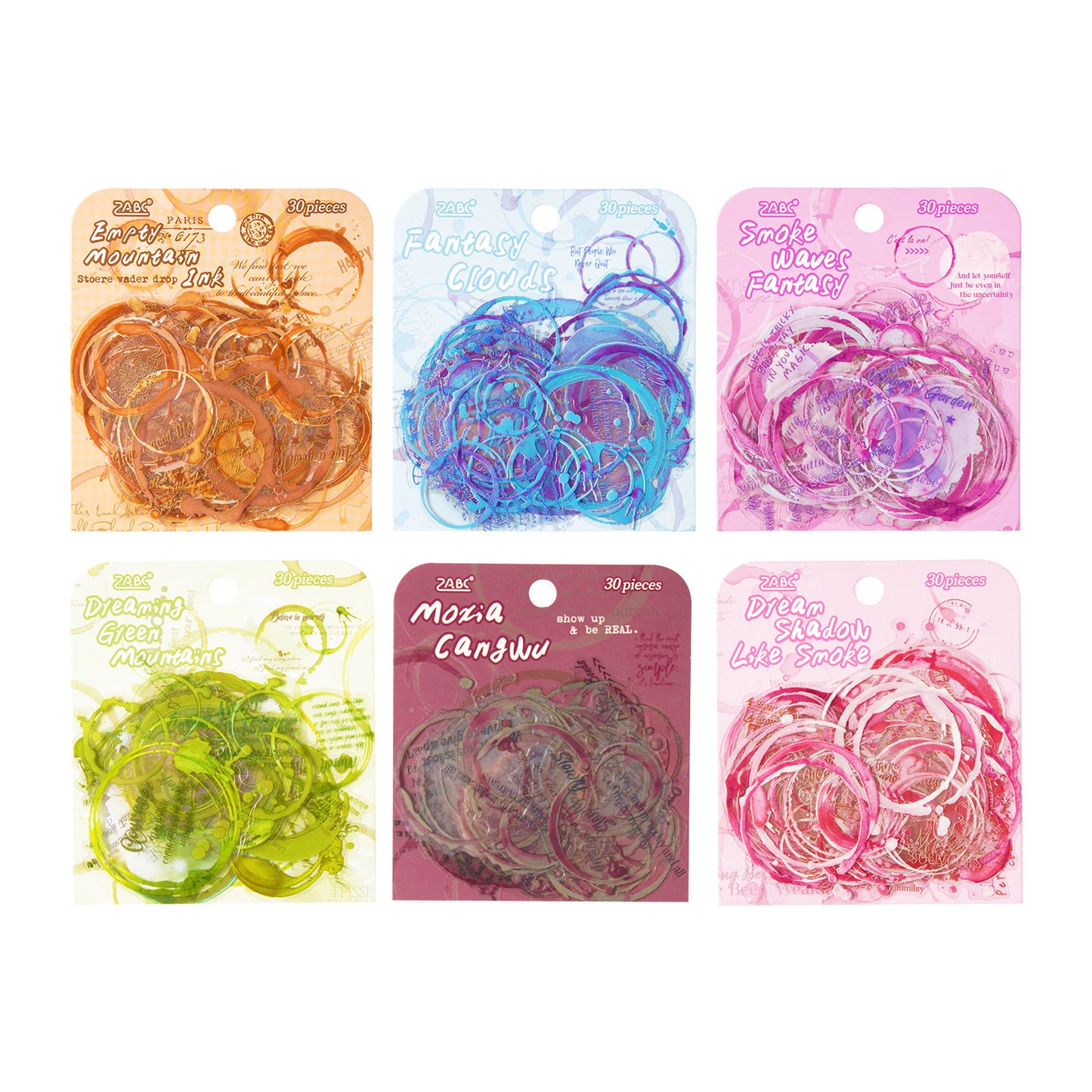 30 Pcs Watercolor Mark PET Stickers YYLG