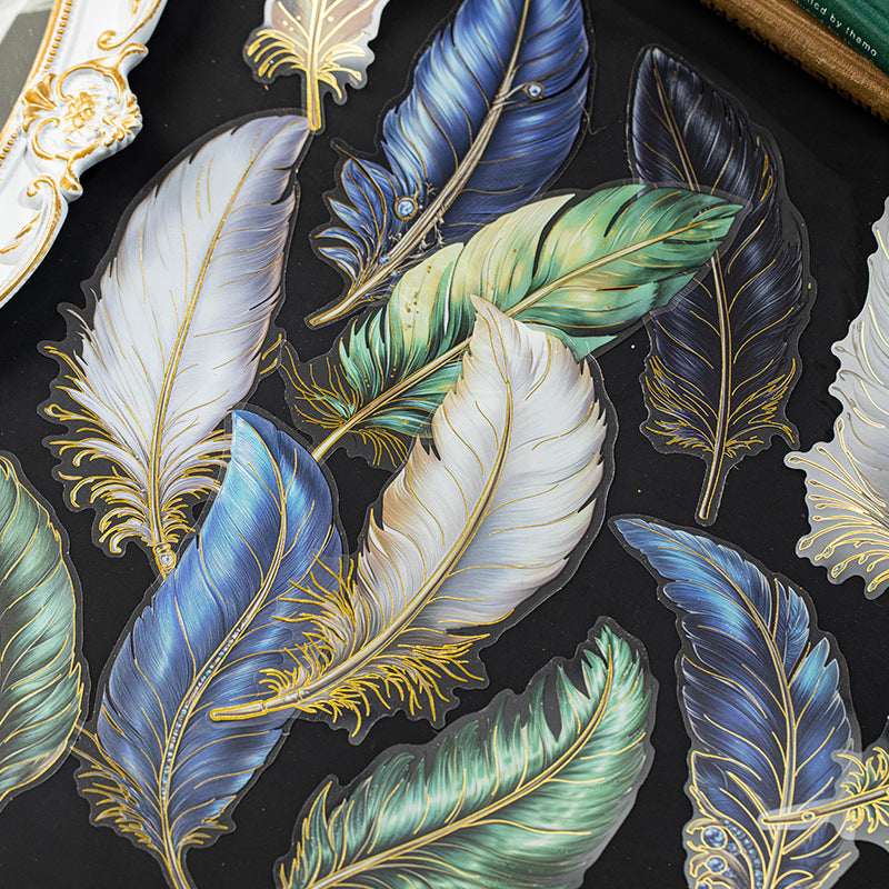 6 Pcs Feather PET Stickers SZBY