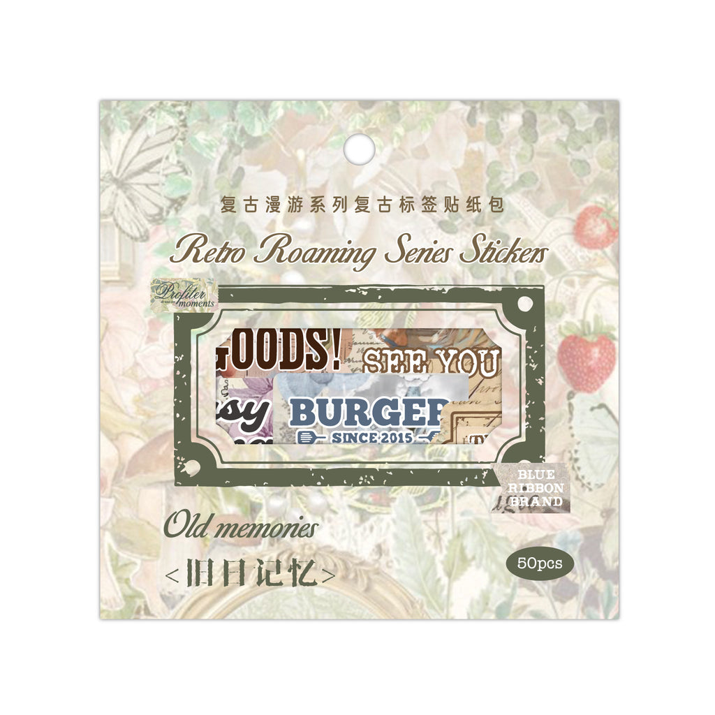50 Pcs Vintage Words Stickers FGMY