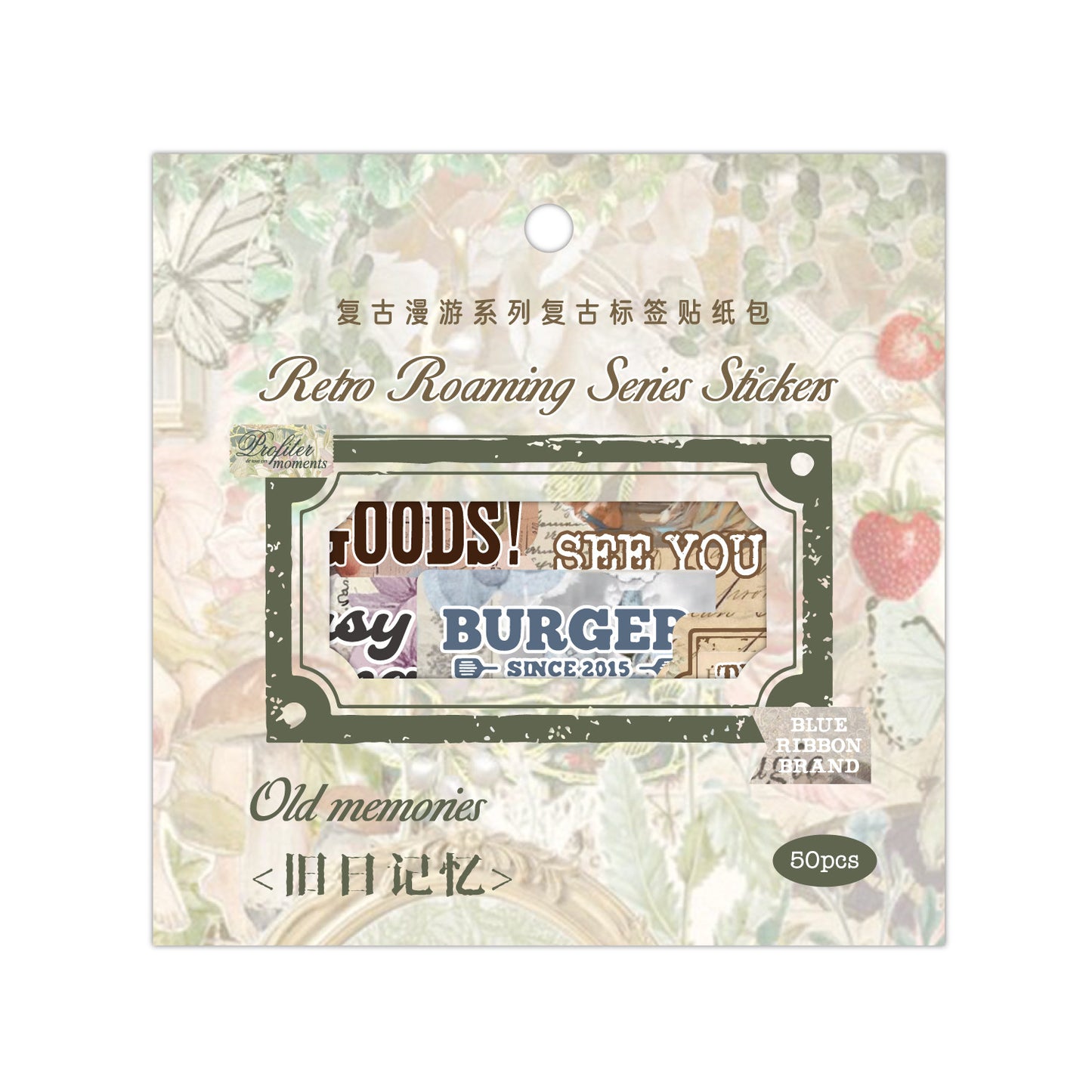 50 Pcs Vintage Words Stickers FGMY