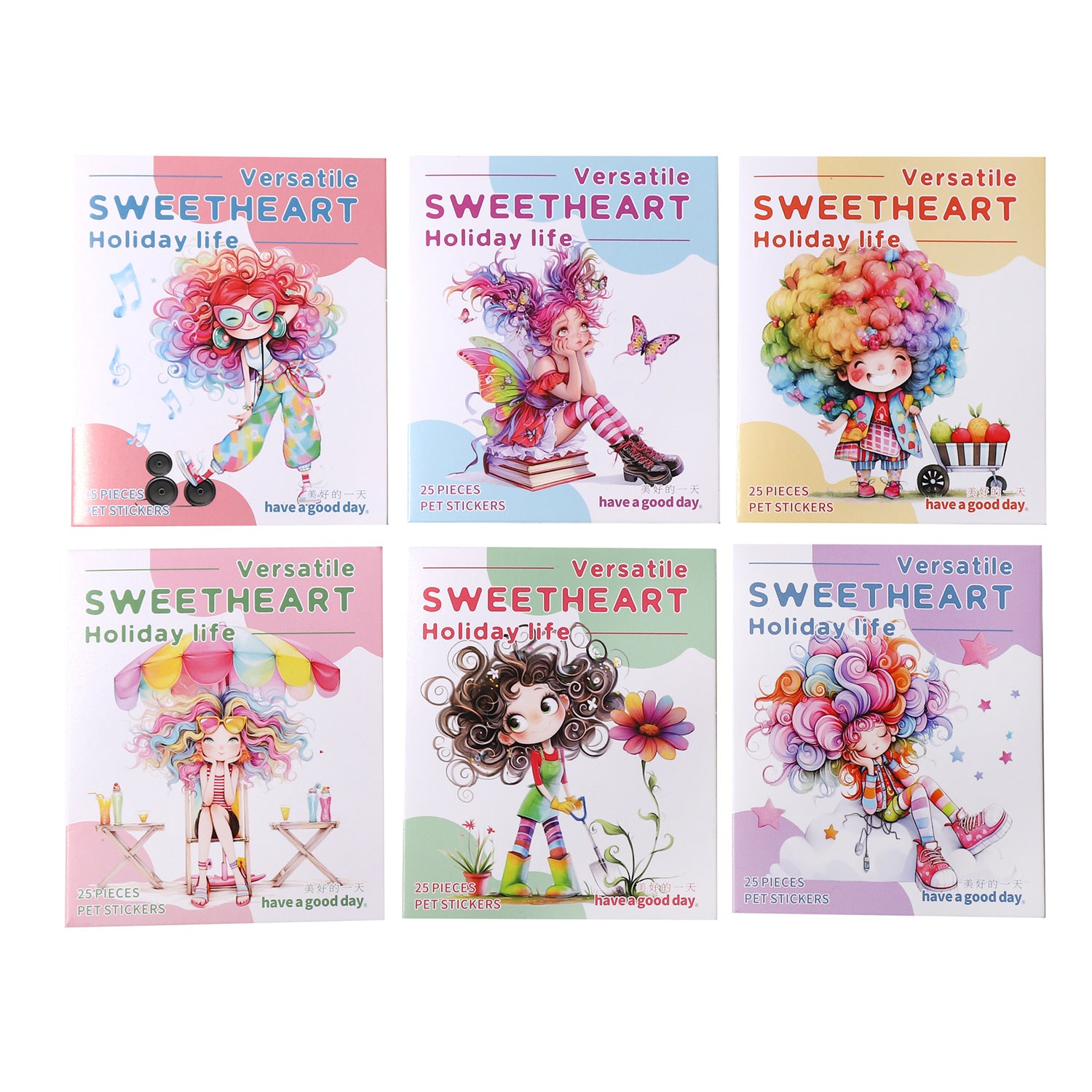 25 Pcs Cartoon Girl PET Stickers TXJQSH