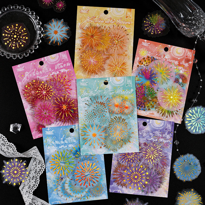 20 Pcs Firework PET Stickers YGYY