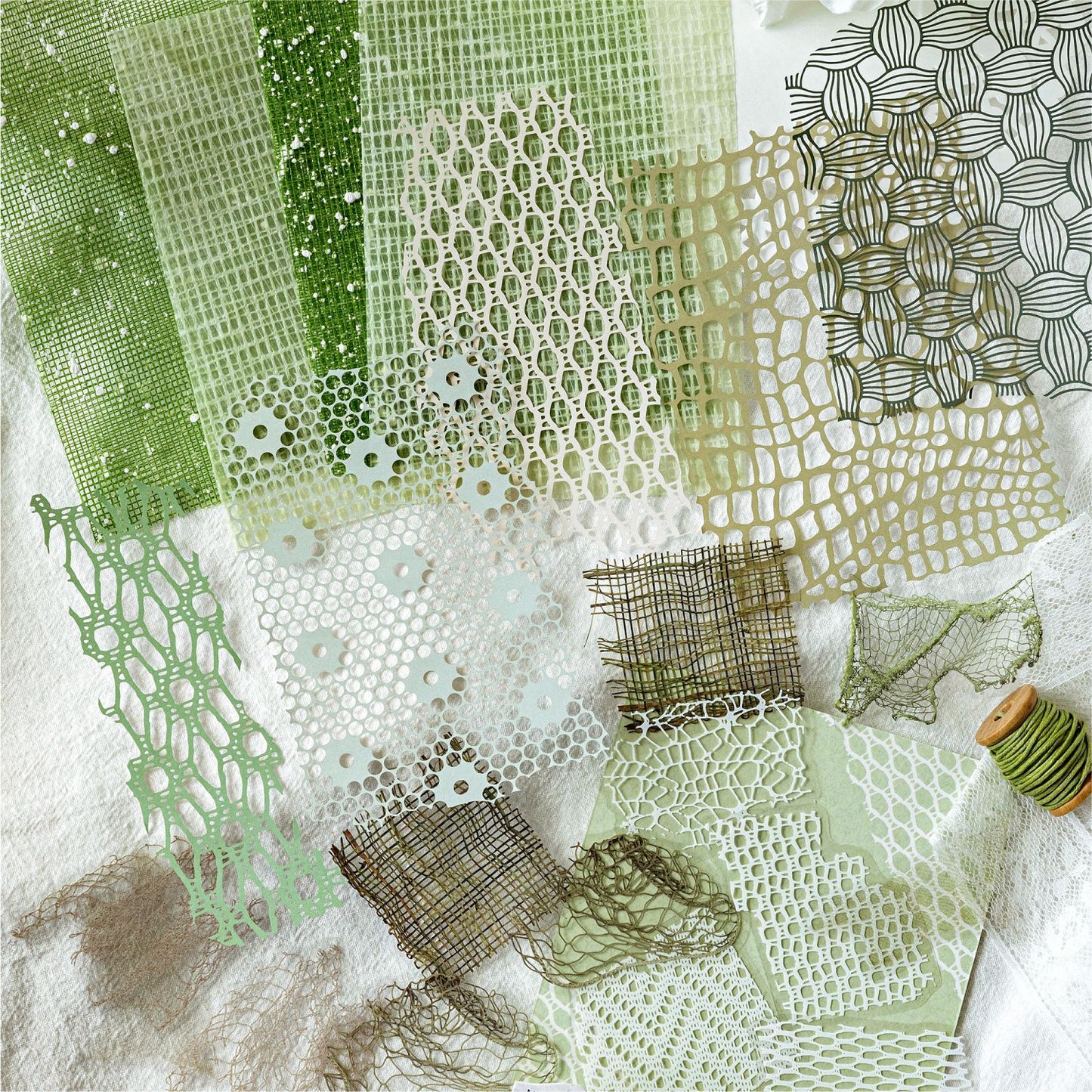 23 Pcs Textured Journal Paper and Fabric Mesh WSXL