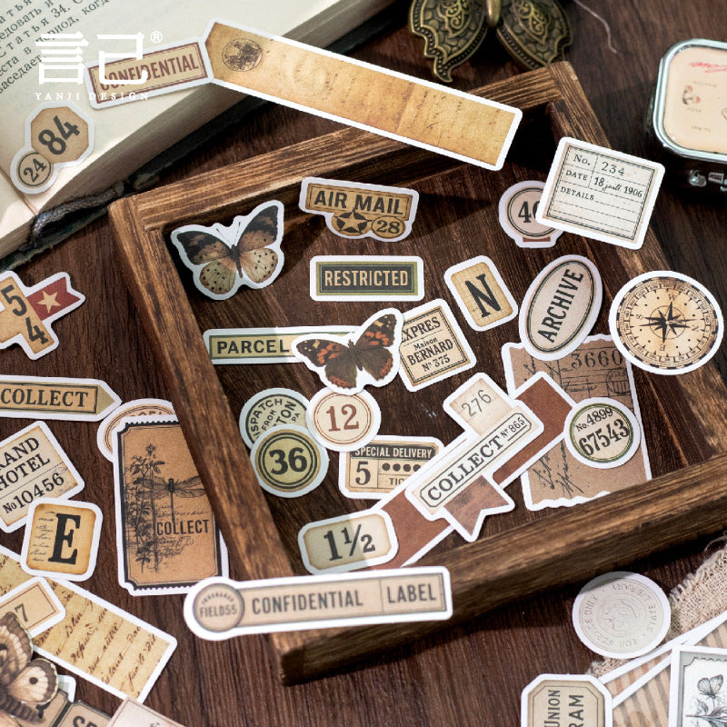 40 Pcs Vintage Junk Journal Stickers PTCLS
