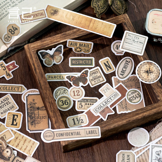 40 Pcs Vintage Junk Journal Stickers PTCLS