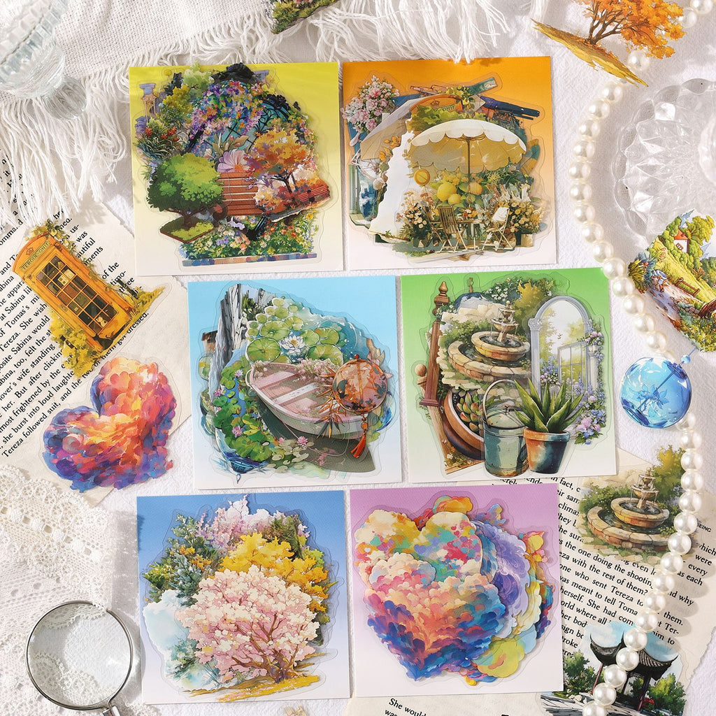 17 Pcs Garden Landscape PET Stickers YHYSJ