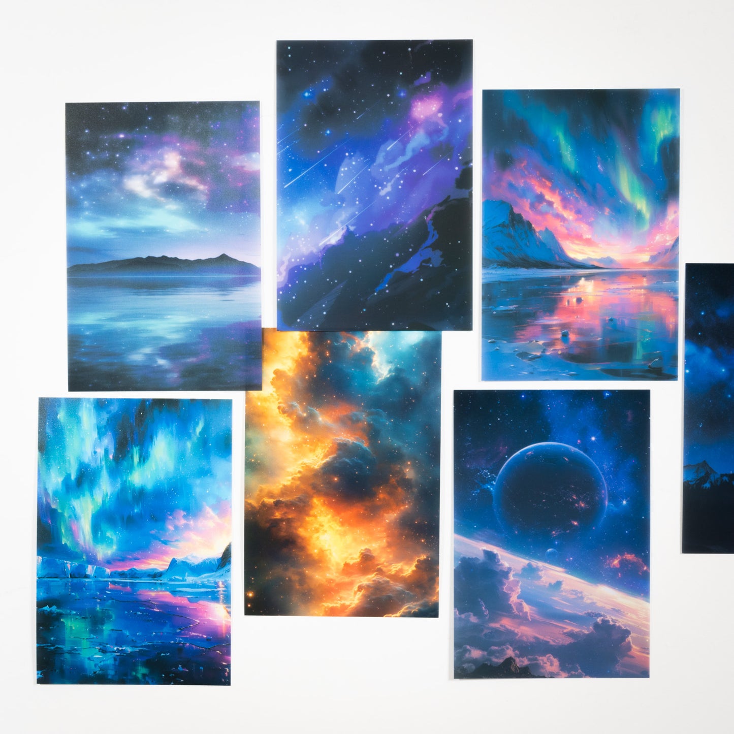 10 Sheets Aurora Galexy Theme PET Stickers ZMXH