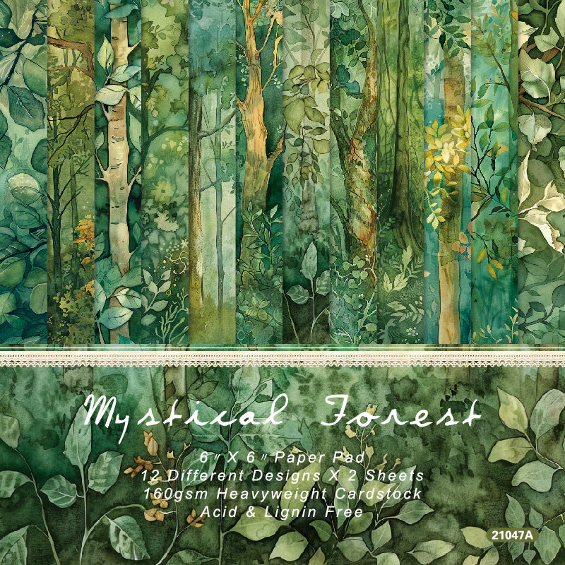 6 inch Green Forest Scrapbook Paper Pad SKP047