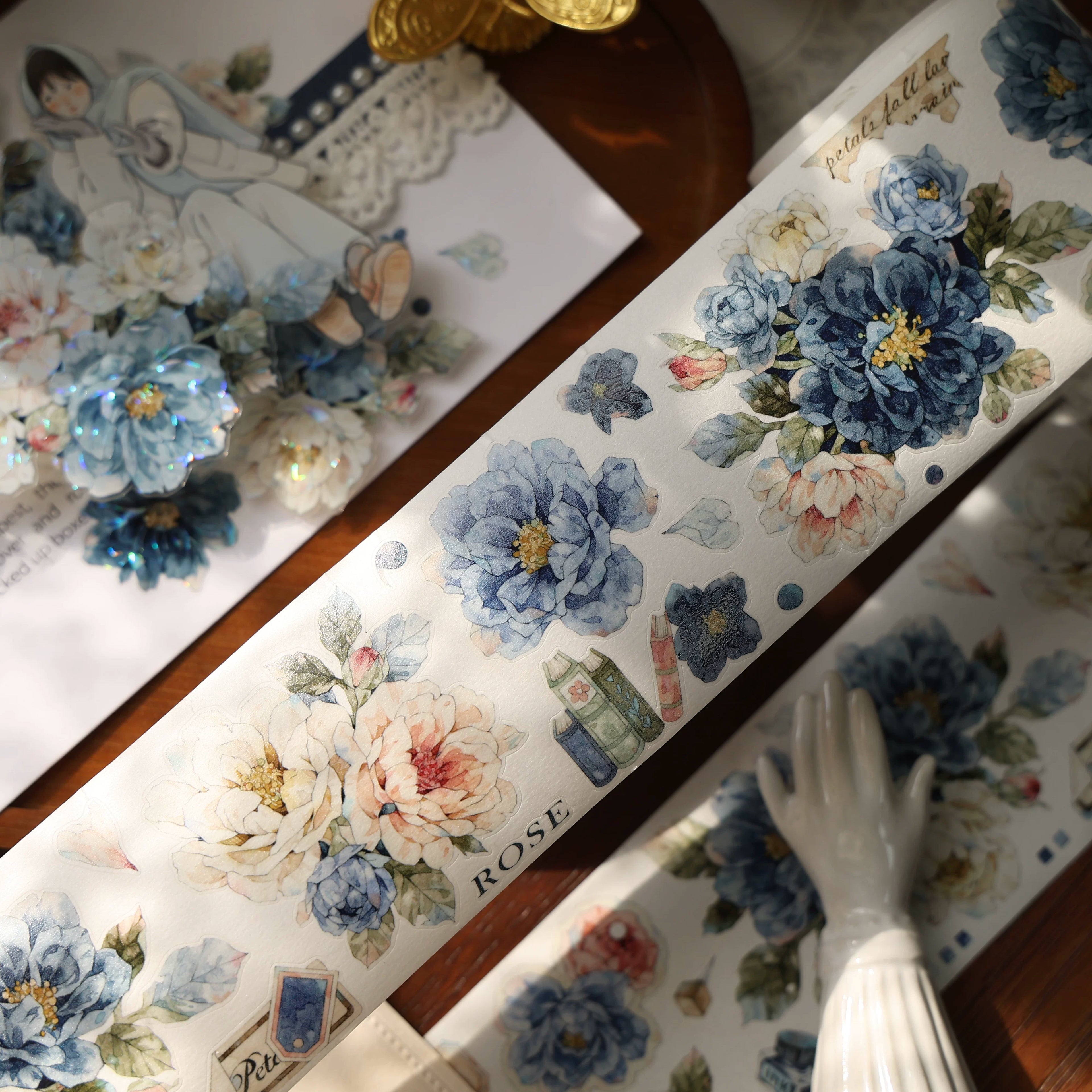 Floral Decorative Tape Rolls- Drawn Viridian