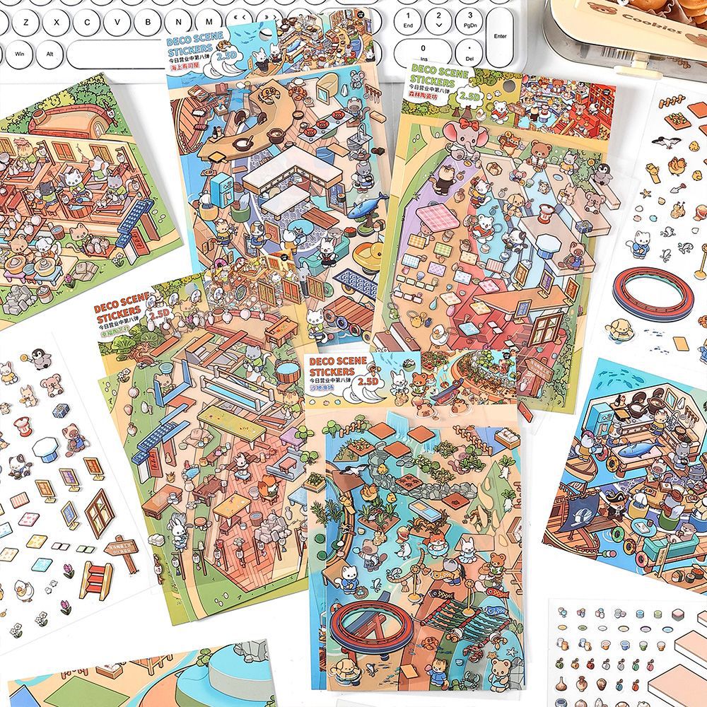 3D Shop Store Scene Stickers Kit JRYYZ8