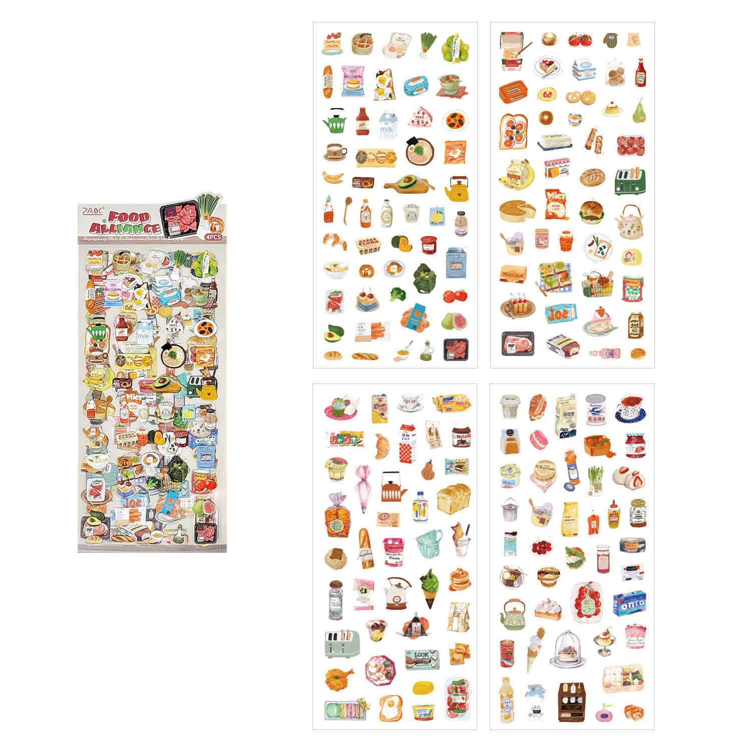 4 Pcs Vintage Cozy Grocery Cafe Stickers - Gourmet Alliance