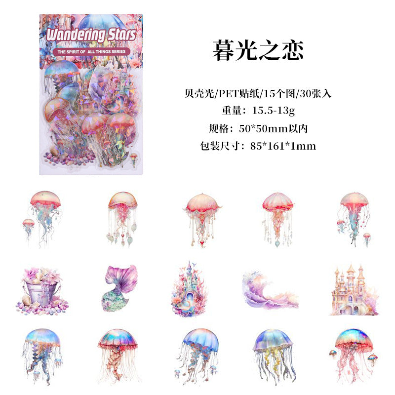 30 Pcs Sea Theme PET Stickers HYXC