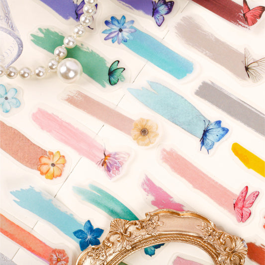 20 Pcs Watercolor Brush Paint PET Stickers HDSJ