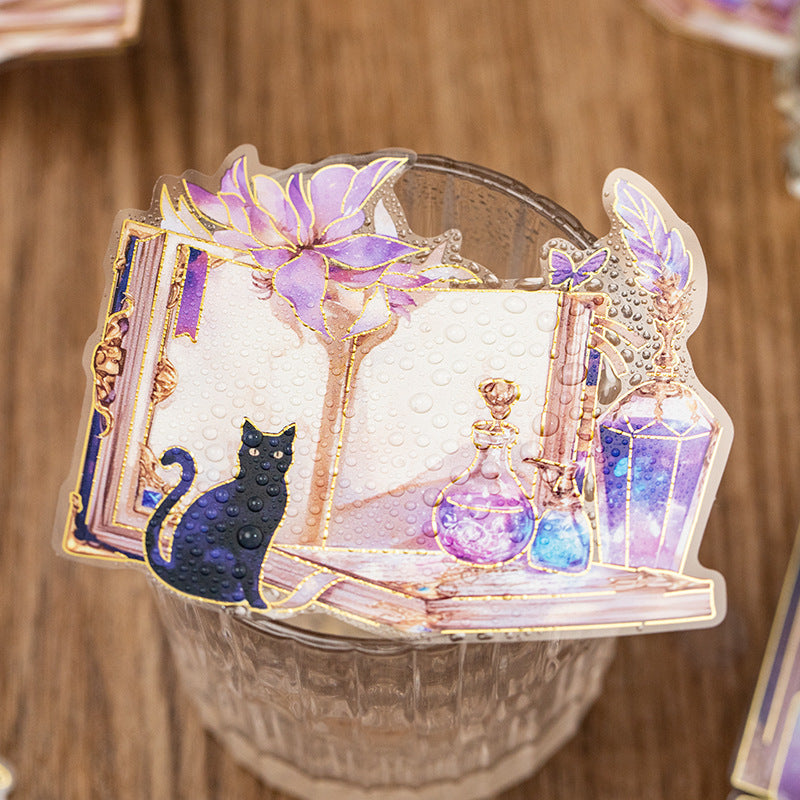 6 Pcs Glitter Bookish PET Stickers ZMYS