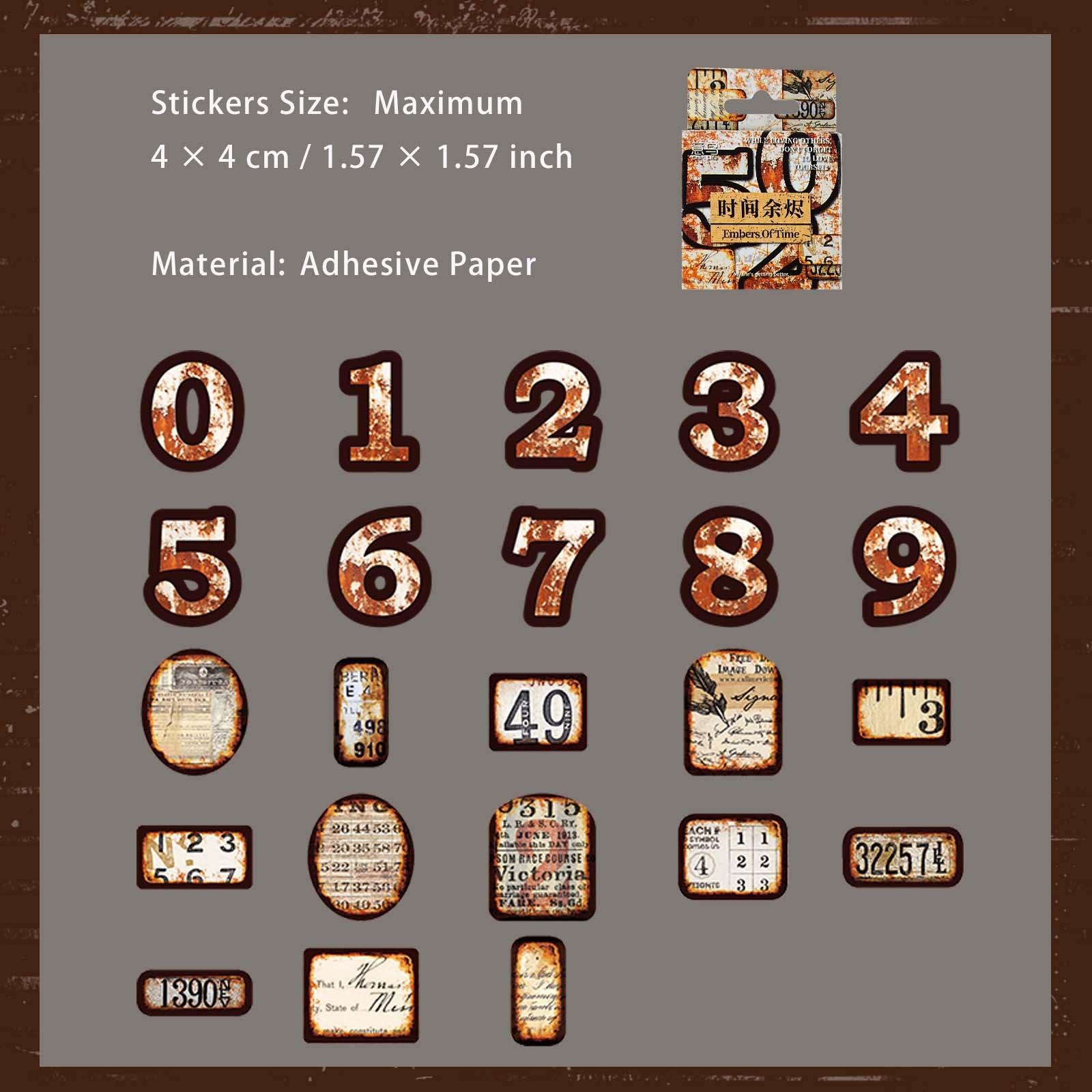 46 Pcs Vintage Number Label Stickers ZXSG