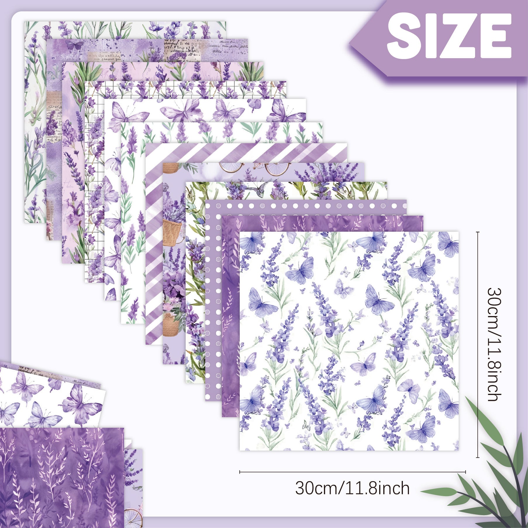 12 inch Lavender Scrapbook Paper Pad PAJ004