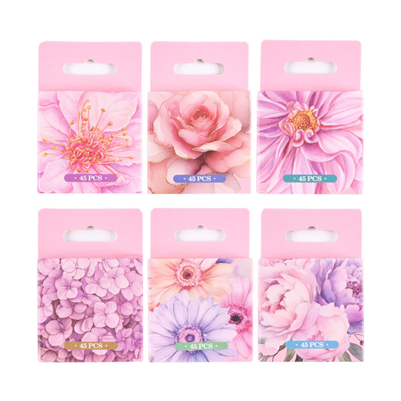 45 Pcs Pink Flower Stickers FSHJ