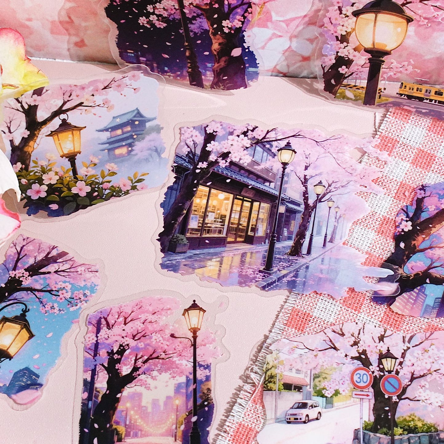 15 Pcs Night Landscape PET Stickers DHLSC