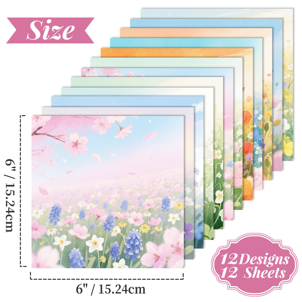 6 inch Watercolor Flower Scrapbook Paper Pad PA949