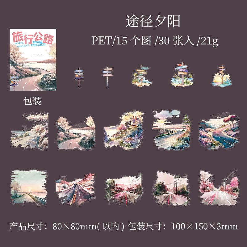 30 Pcs Seasonal Travel PET Stickers LXGL