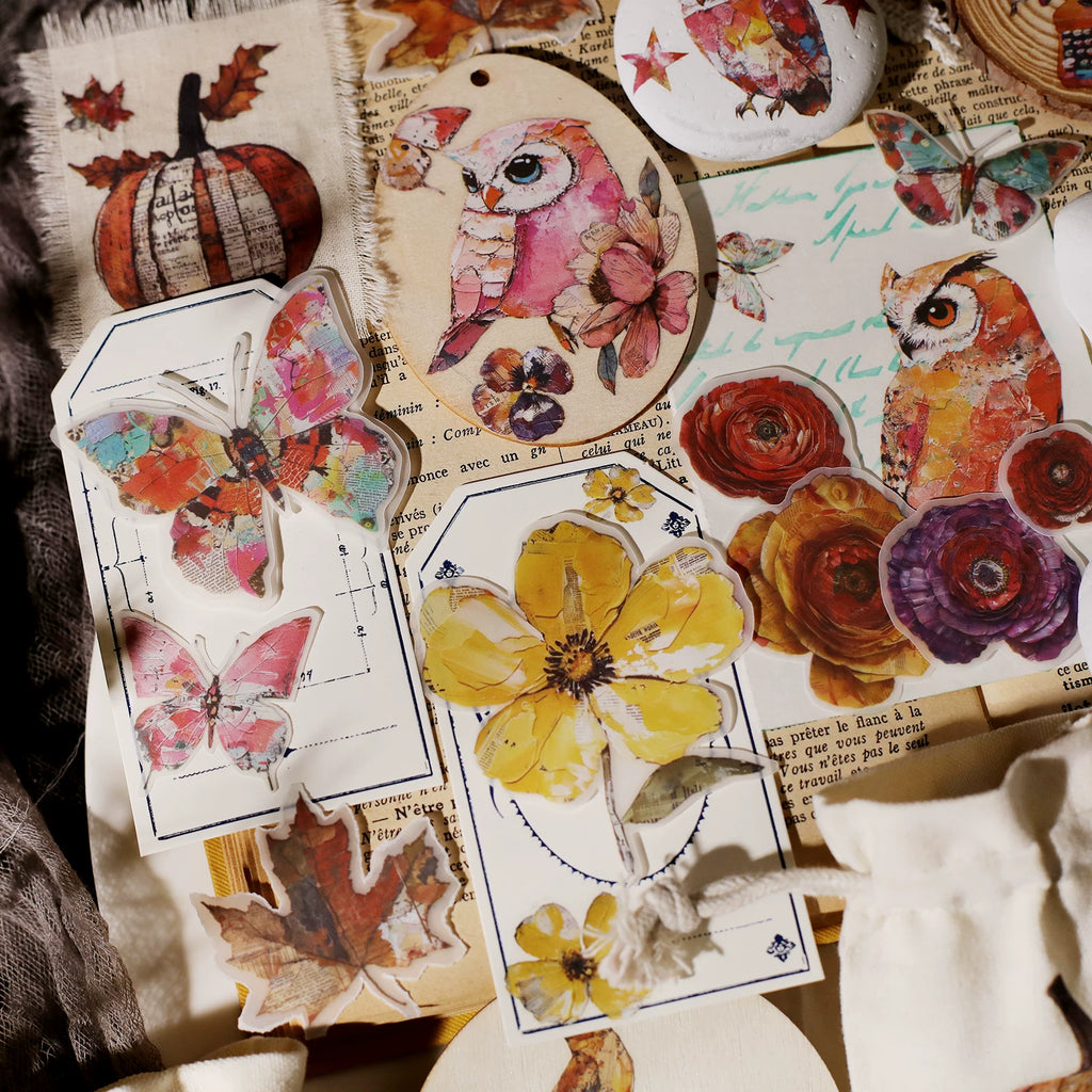 3 Sheets Rub on Stickers - Owl Painting