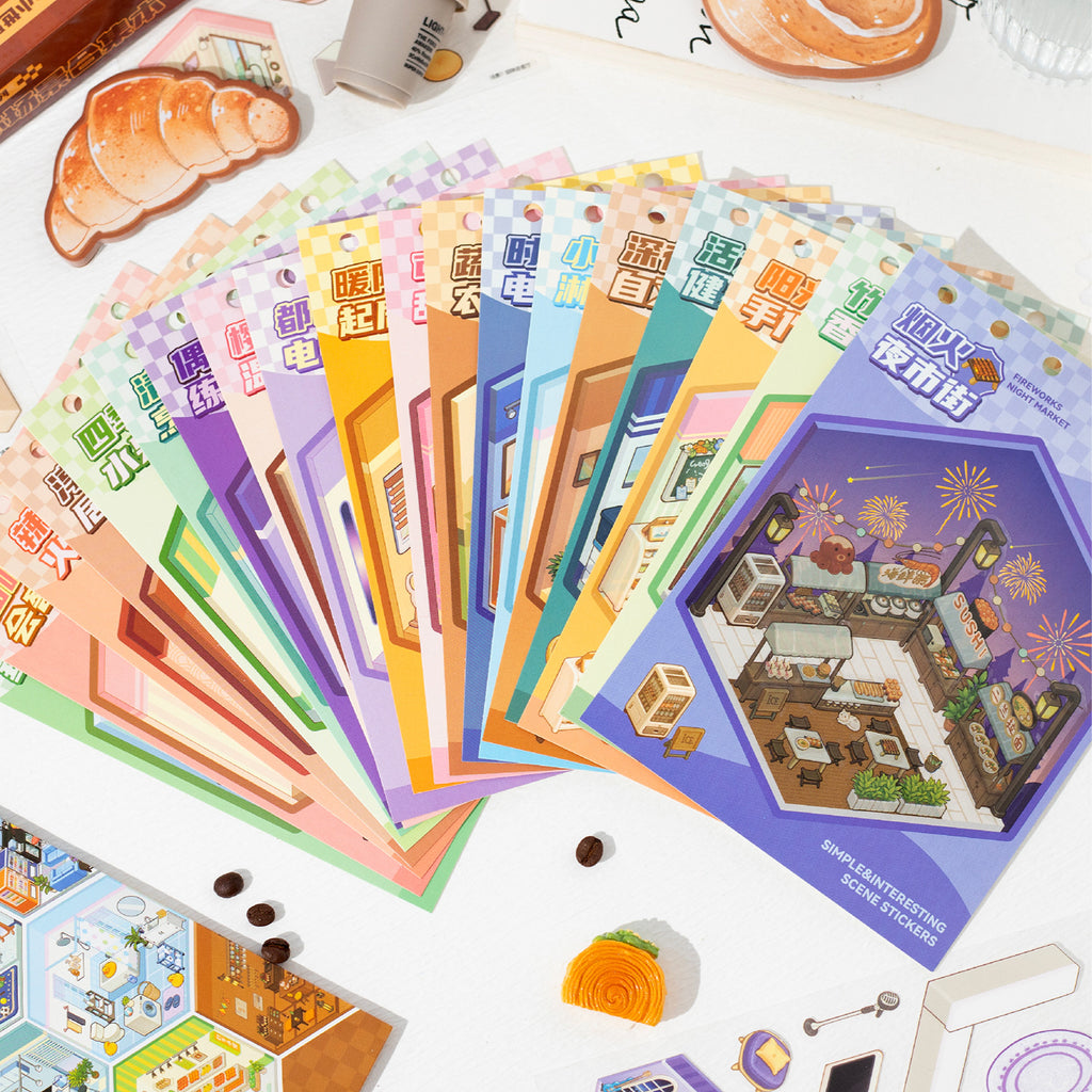 20 Pcs 3D Scene Room Shop House Stickers and Card Kits XXSJ