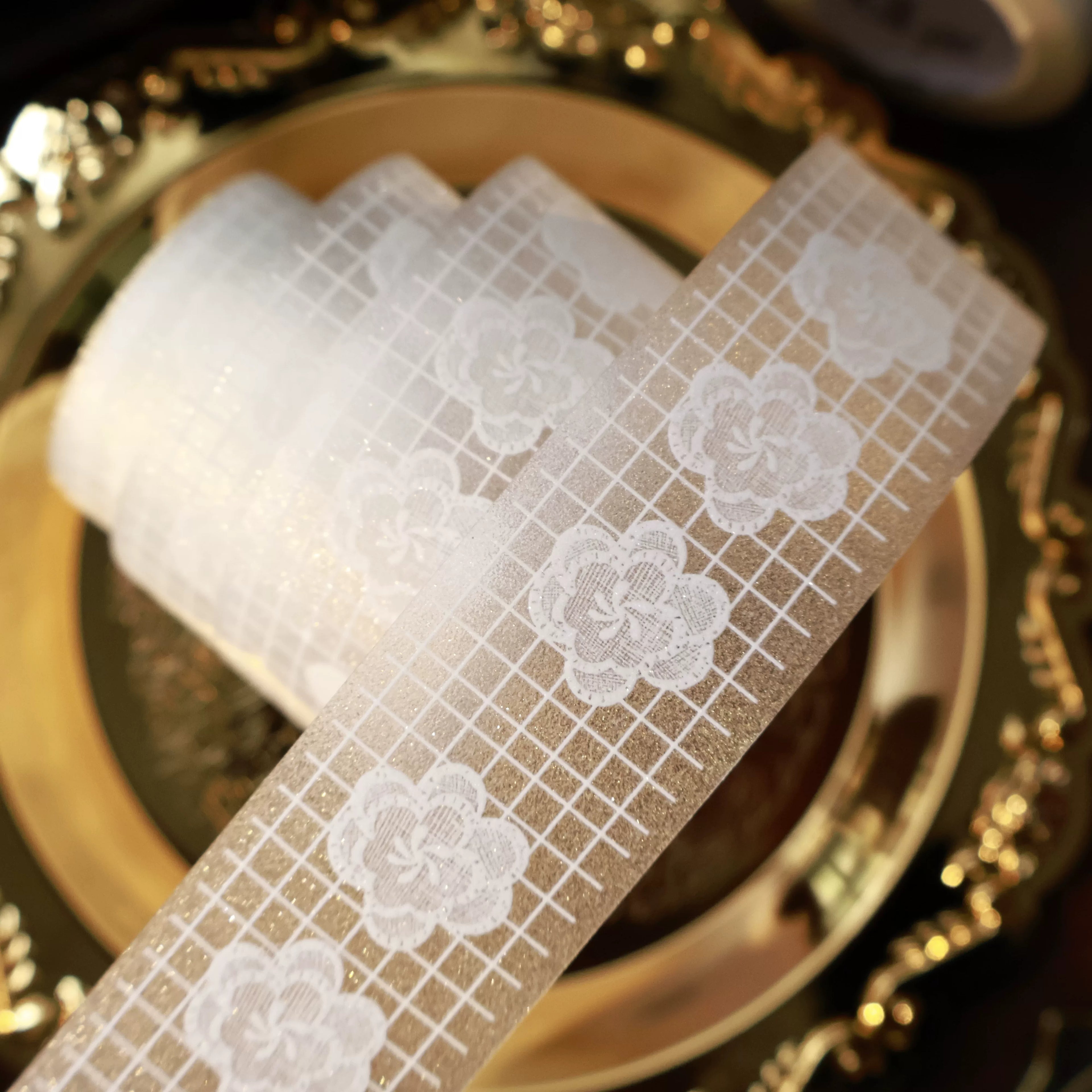 Floral Decorative Tape Rolls- Pure White Guipure