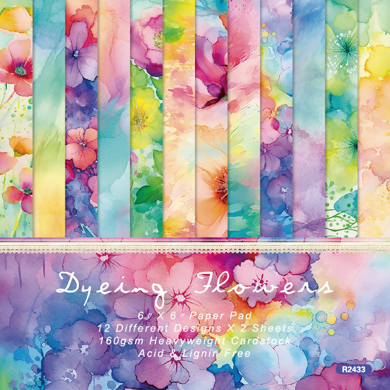 6 inch Watercolor Flower Scrapbook Paper Pad SKP433