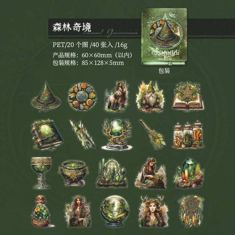 40 Pcs Magic Theme PET Stickers SSMFS