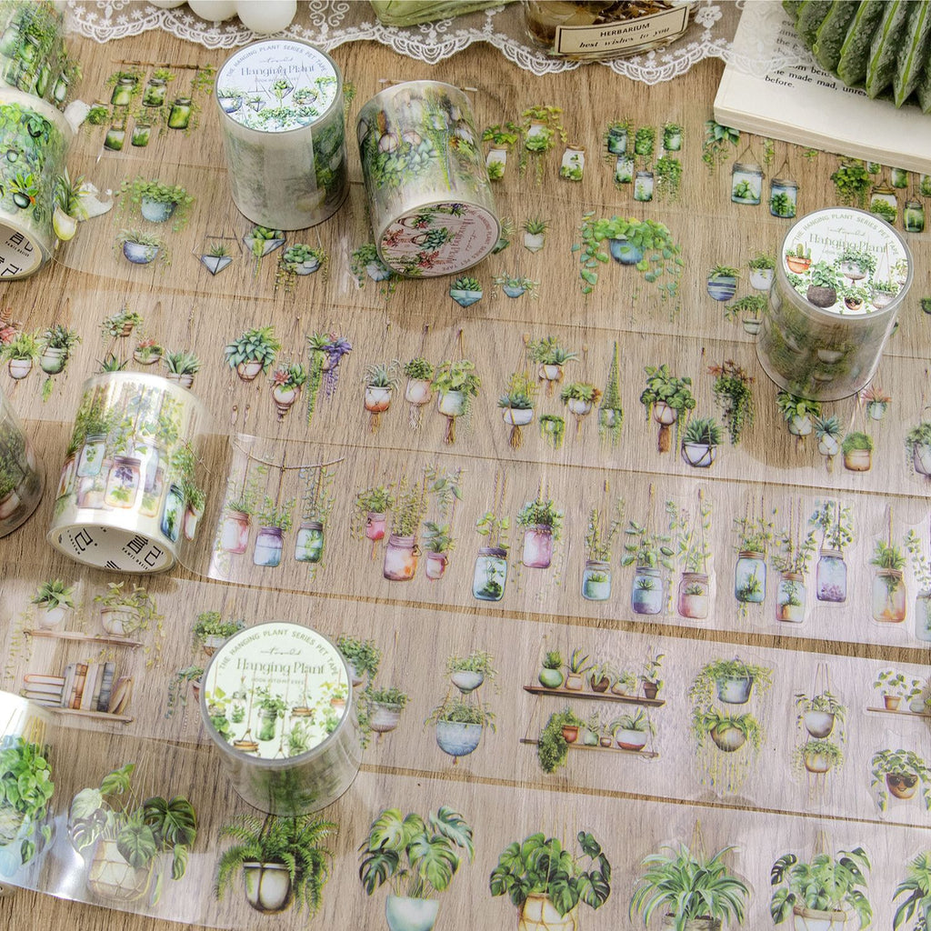 1 Roll Potted Plants PET Stickers Tape XGZW