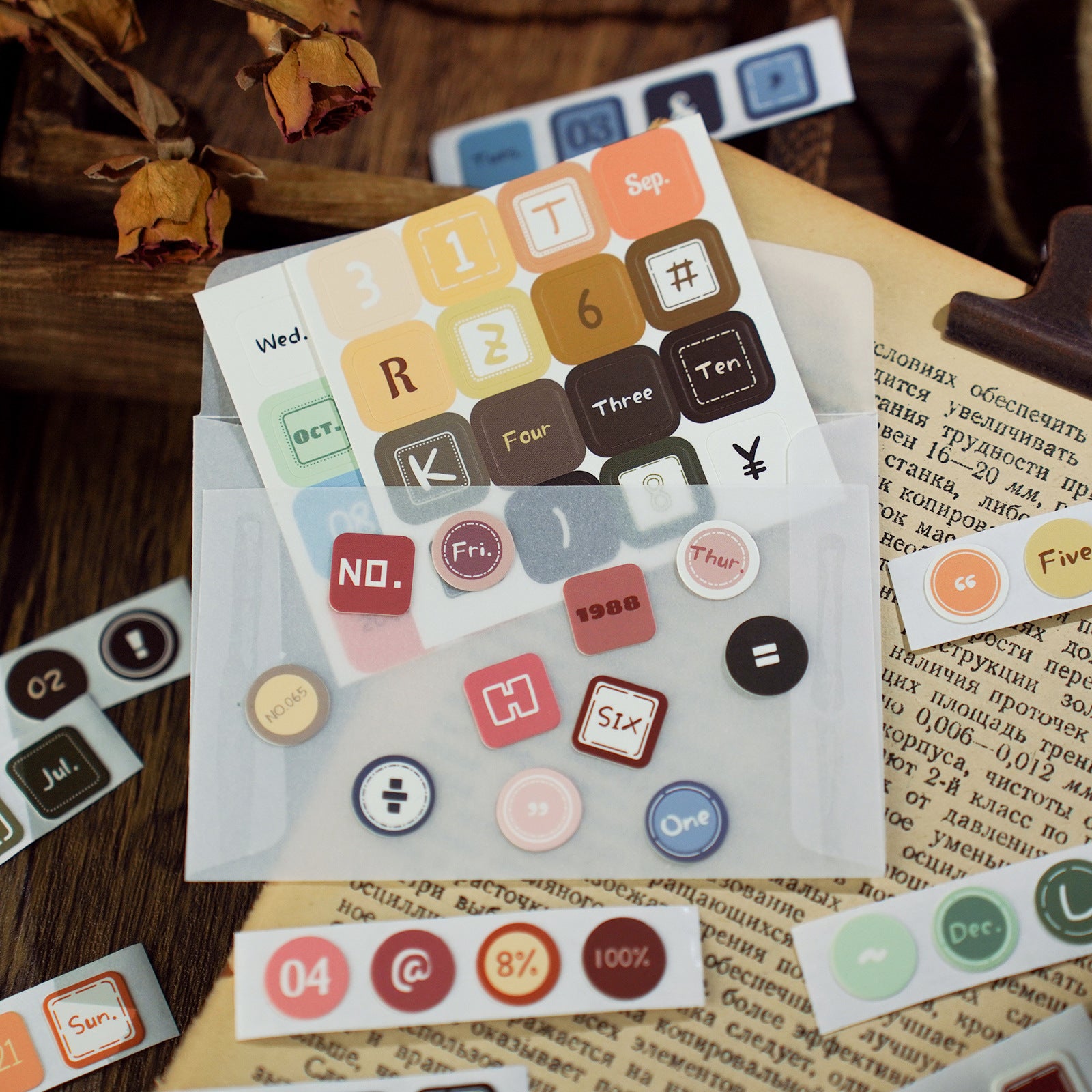 4 Sheets Label Cardtock Stickers HJBQ