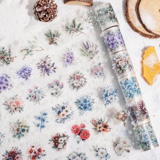 1 Roll Winter Flower PET Stickers Tape DRHH