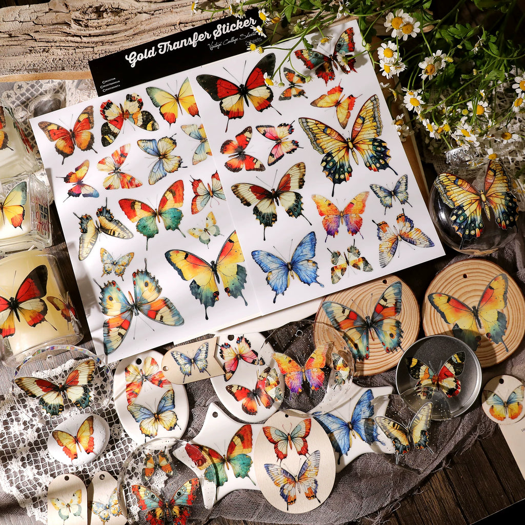 2 Sheets Waterproof Rub on Stickers - Butterfly