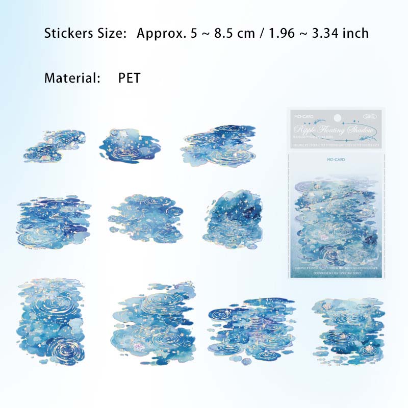 20 Pc Glitter Water Droplets Waves PET Stickers WJSY