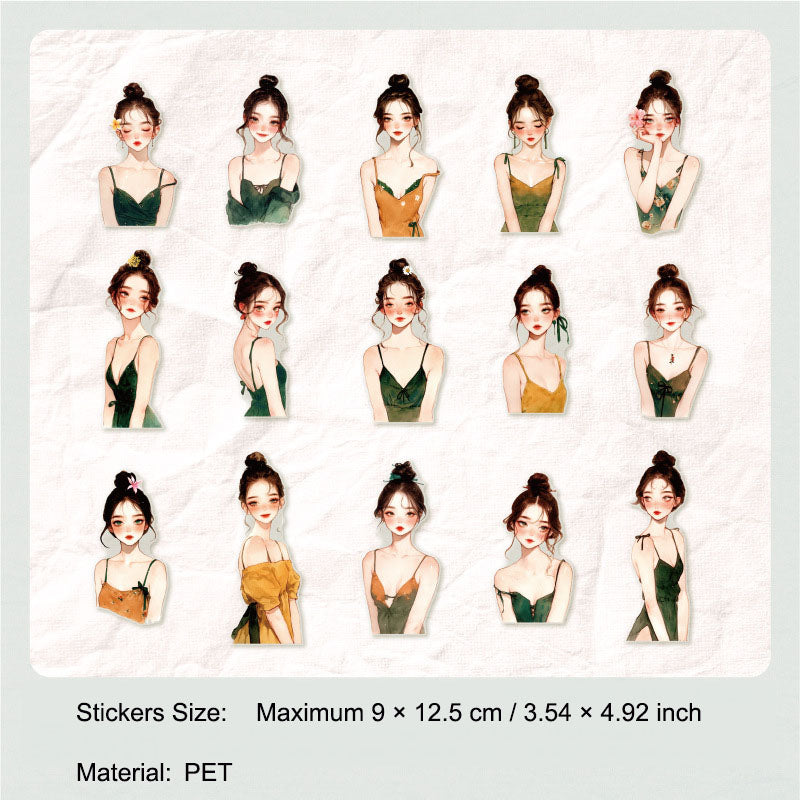 30 Pcs Fashion Girl PET Stickers ZDYSH