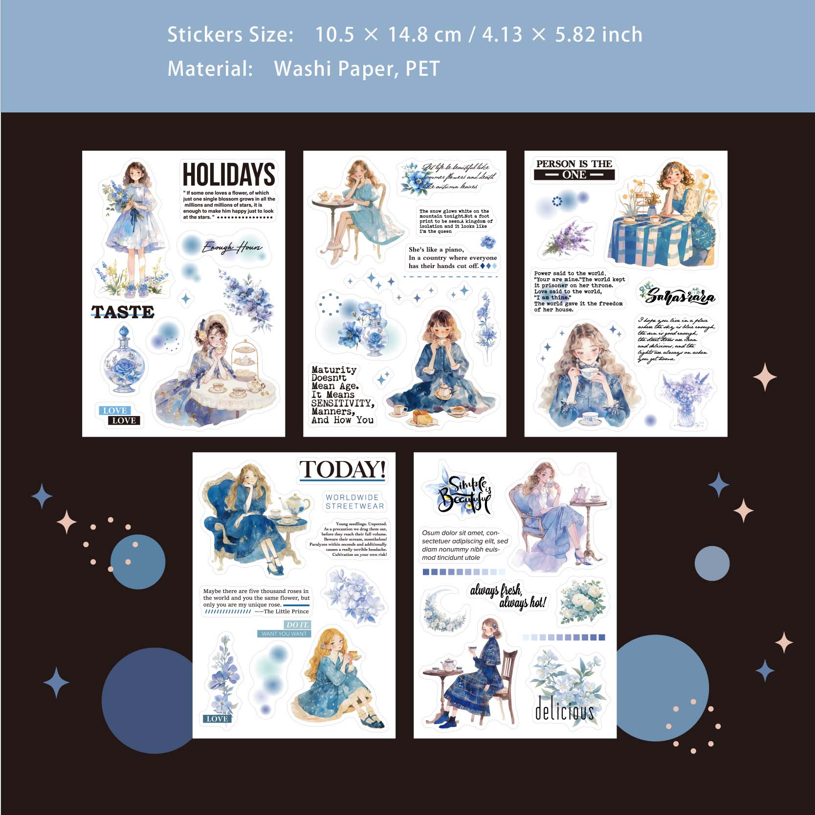 10 Sheets Fashion Girl Quote Stickers Book BLSN