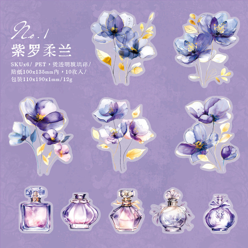 10 Pcs Bottle and Flower Stickers HYZY
