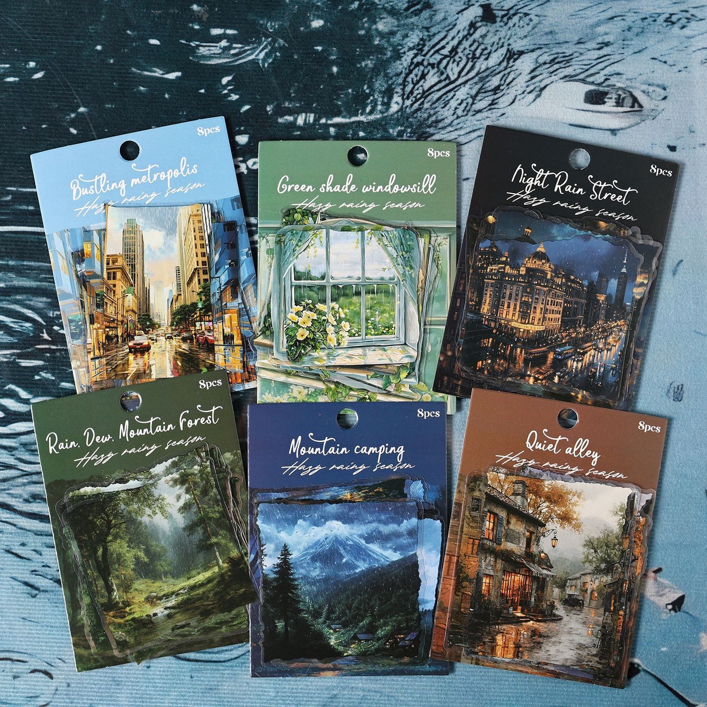 8 Pcs Rainy Season Landscape PET Stickers MLYJ