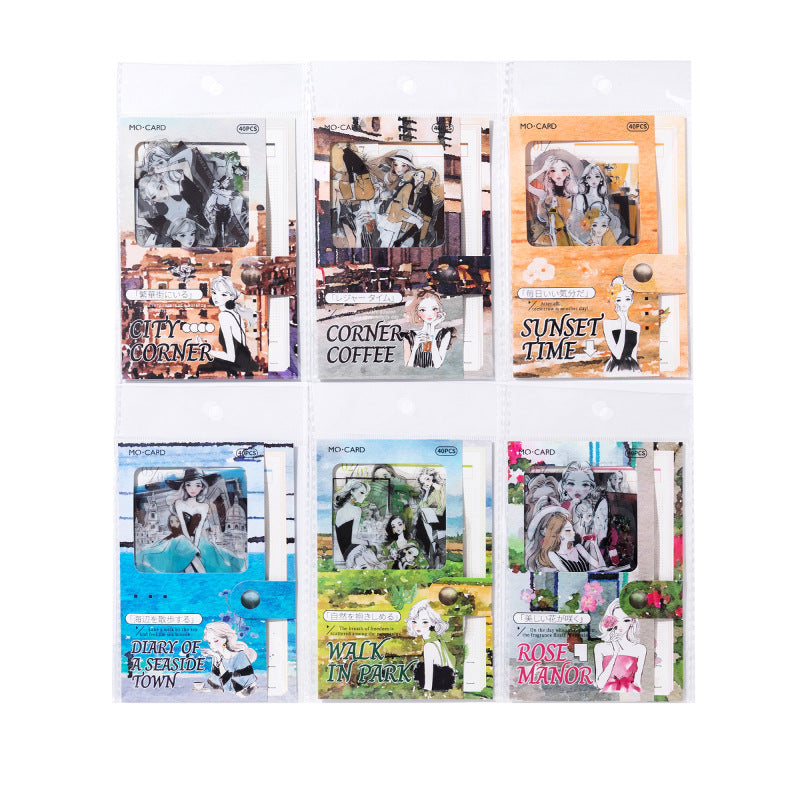 40 Pcs Romance Girl PET Stickers XHLM