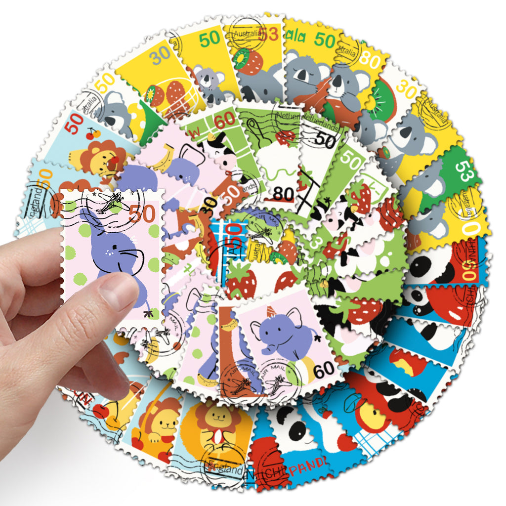 50Pcs Travel Postage Stamp Vinyl Stickers TRV20
