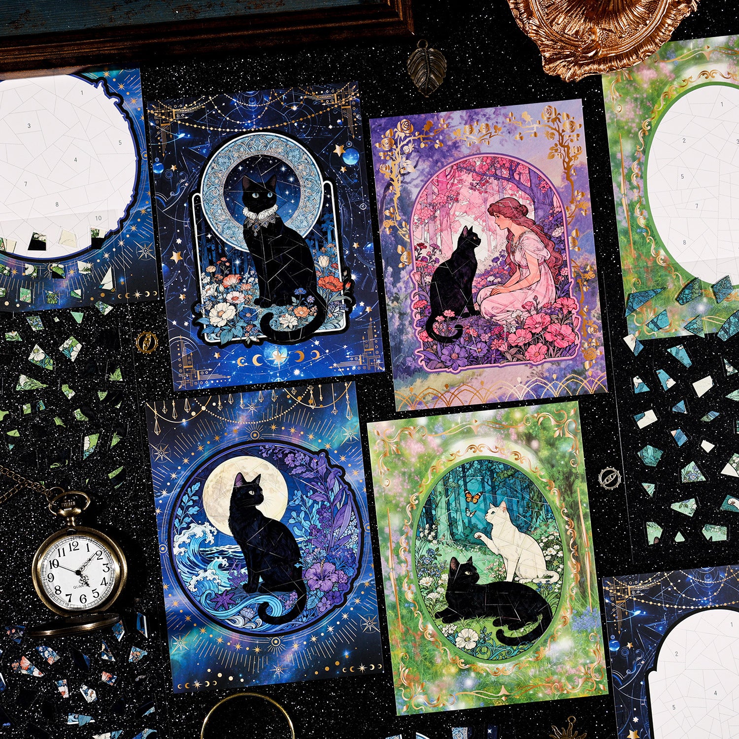 3 Sheets Cat Themed Puzzle Stickers XHSM